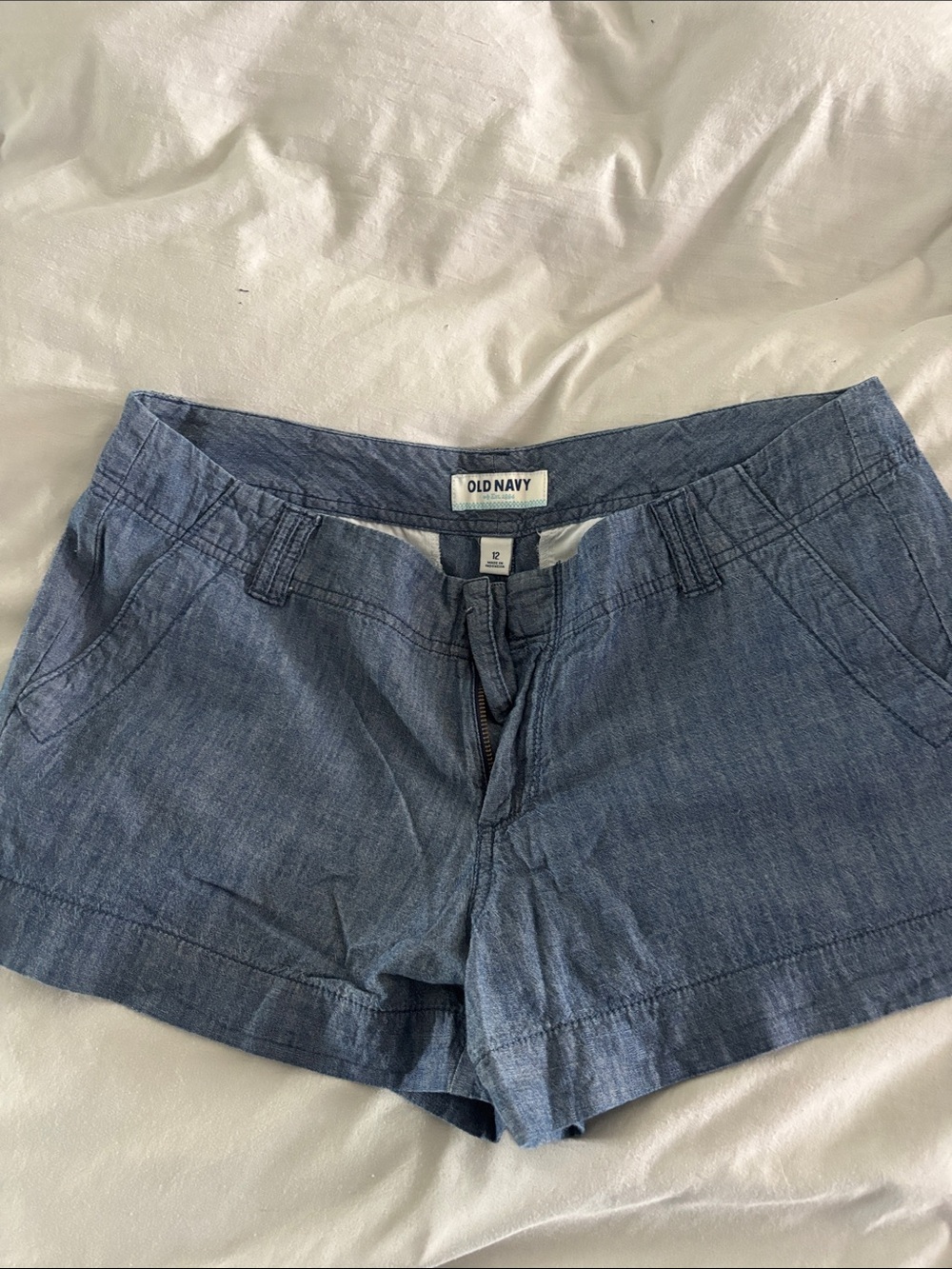 Old Navy Denim-Look Blue Chambray Shorts